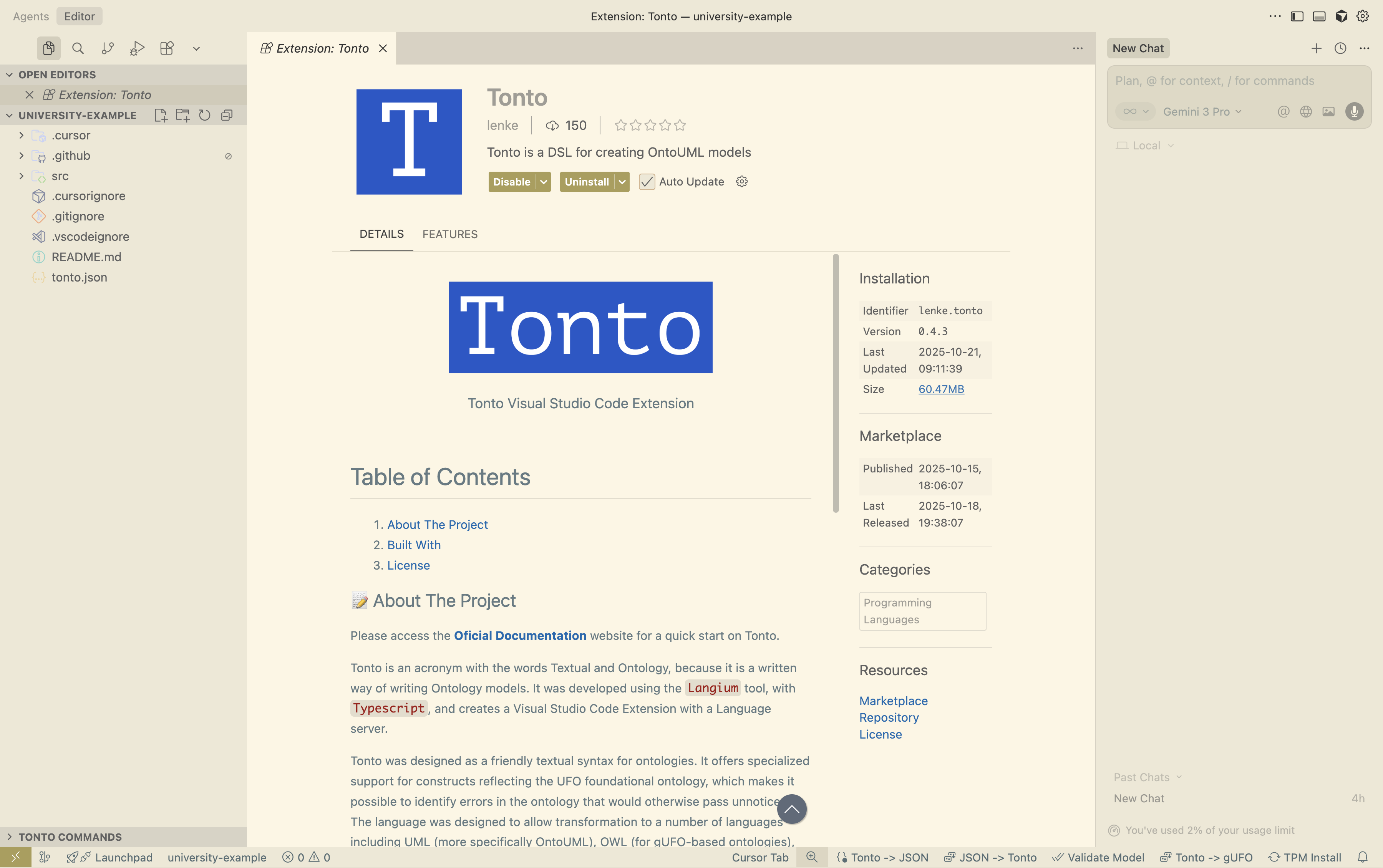 Example Cursor extension